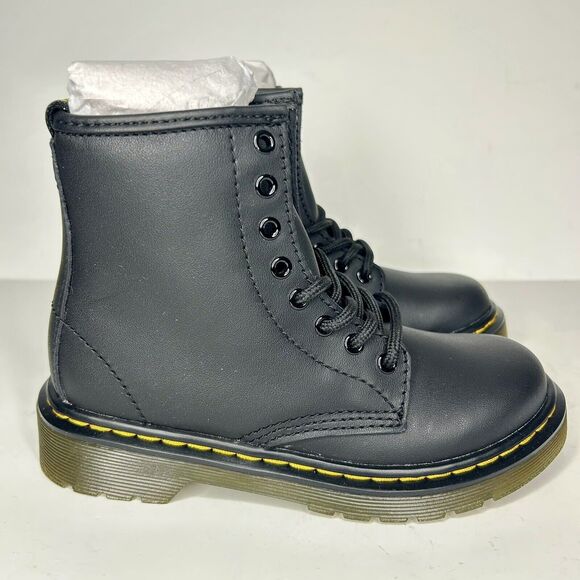 Dr. Martens AirWair 1460 J Black Matte Leather Lace Up/Side Zip Ankle Boots 13c